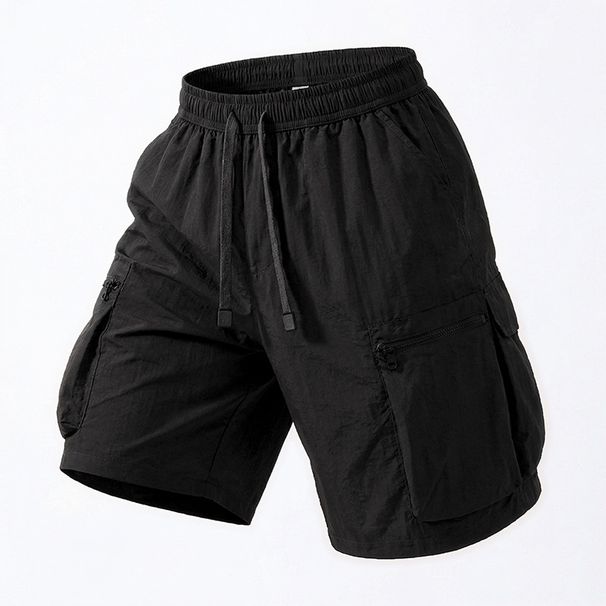 plus Size Loose Fit Casual Shorts for Men Thin Ice Silk Multi Pocket Cargo Pants_viptrois.com
