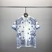 Fashionable AM short sleeved shirt set with starry sky letters printed all over letters, unisex cardigan_viptrois.com