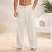 Men's Clothing Solid Color Men's Loose Cotton And Linen New Chinese Style Casual Trousers Trousers_viptrois.com