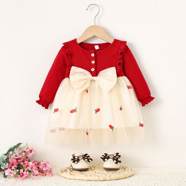 Mother & Kids Autumn New Girls Long Sleeved Dress Baby Girl Pineapple Mesh Princess Dress_viptrois.com