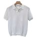 Men's Short Sleeve Polo Shirt V Neck Seagull Collar Hollow out Textured Knitwear Old Money Style Summer T-Shirt_viptrois.com