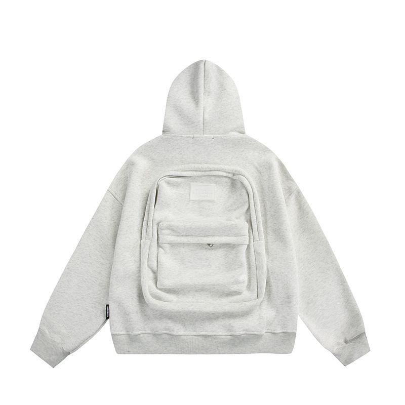 Unisex Hooded Cardigan Jacket - Stylish High Street Oversized Sweatshirt With Back Pocket (Black/Flower Gray, M-XXL)_viptrois.com
