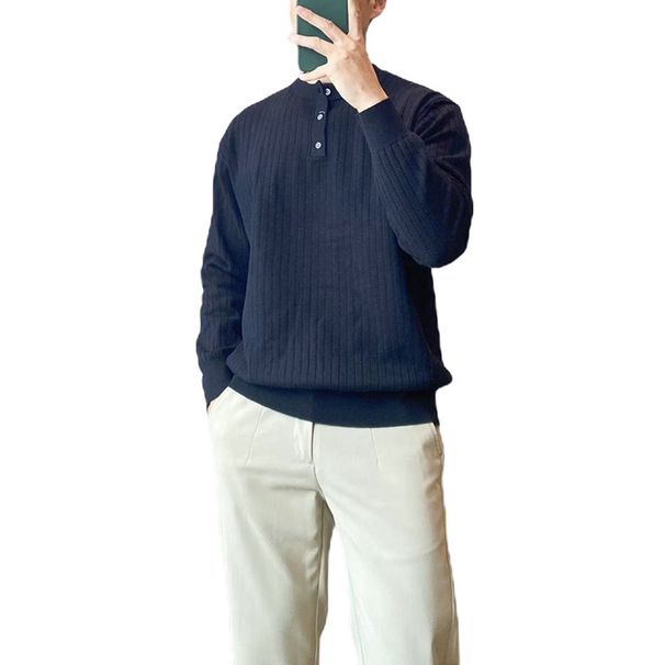 Premium Plus-Size Knit Sweater For Men - Classic Crew Neck Long Sleeve Pullover, Comfortable & Stylish Casual Wear (White, Black, Green, Beige)_viptrois.com
