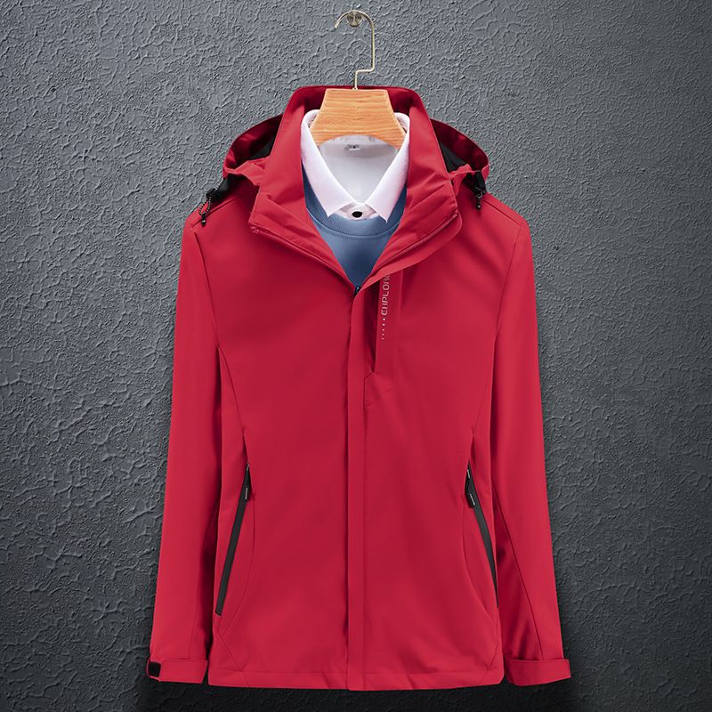 Men's Clothing Couple Outdoor Fashion Rush Clothes Casual Waterproof Jacket Solid Color Hooded Jacket Team Mountaineering Suit_viptrois.com