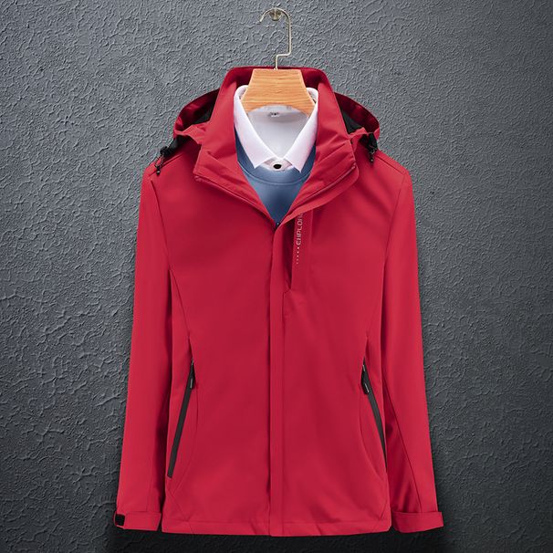 Men's Clothing Couple Outdoor Fashion Rush Clothes Casual Waterproof Jacket Solid Color Hooded Jacket Team Mountaineering Suit_viptrois.com