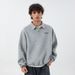 Men's Retro Oversized Polo Collar Sweatshirt - Long Sleeve Button Neck Pullover Top For Autumn (Black, Grey, White)_viptrois.com