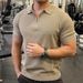 Summer New Style Solid Color Versatile Fashion Knitted Men's Short Sleeved Lapel Casual Thin Breathable T Shirt Business Polo Shirt_viptrois.com