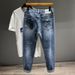 Plus Size Men's Spring/summer Fashion Jeans Men's American Retro Worn Slim Jeans Men's Thin Fat Pants_viptrois.com