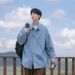 Dark Blue Denim Men Long Sleeve Spring Autumn Trendy Brand Ins Japanese Retro City Boy Workwear Shirt Jacket_viptrois.com