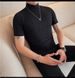 Summer New Men's Slim-fit Bottoming Shirt Korean Version Rhombus Plaid Semi-turtleneck T-shirt Elastic And Comfortable Thin T-shirt_viptrois.com