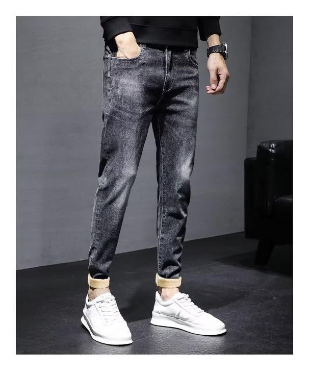 Winter Nine Fen Jeans Trendy Brand 2025 New Collection With Velvet Thick Men's Work Wear Pants Men_viptrois.com