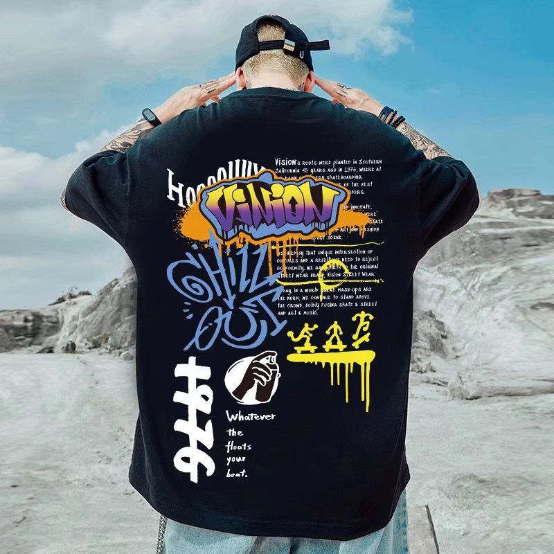 Men's Clothing Large Size Violent Panda T Shirt All Match Half Sleeve Super Hot Trend Small Bf Nili Bf Street Hip Hop Cartoon T Shirt_viptrois.com