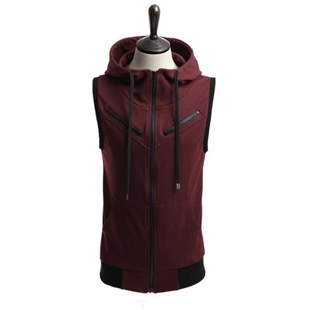 Men's Hoodie Cardigan Jacket Men's Hooded Sports Sleeveless Vest_viptrois.com
