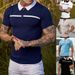 Men's Clothing New Men's Slim Color Matching Stand Up Collar Men's Casual Vertical Striped Short Sleeved Youth Men's Clothing Tops_viptrois.com