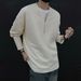 Unisex Autumn Couple Hoodie Long Sleeve Waffle Knit Pullover Loose Fit Casual T-Shirt (Black, Light Grey, Beige)_viptrois.com