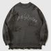Vintage Distressed Letter Jacquard Sweater – Oversized Comfort Knit Pullover For Men (Black/Red/Light Blue/Gray/Burgundy, S/M/L/XL/2XL)_viptrois.com