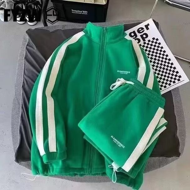 Men's Trendy Versatile Two Piece Set Loose Fitting Sweatshirt Long Sleeved Trousers Casual Sportswear For Spring And Autumn_viptrois.com
