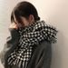 Thousand Bird Grid Scarf for Women, Autumn and New St, Student Versatile, Thickened Warm Scarf, Tassel, Winter Ins_viptrois.com