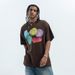 Summer Autumn American Street Style 315g Pure Cotton Five-Color Printed Crew Neck Unisex Couple Top_viptrois.com