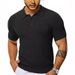 Men's Clothing Summer New Men's Casual Polo Shirt V Neck Pocket Button Short Sleeve Cool Breathable Knitted Men's Shirt_viptrois.com