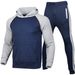 Men's Clothing New Men's Color Matching Plus Velvet Hooded Pullover Loose Trend Men's Raglan Sleeve Sports Sweater Suit_viptrois.com