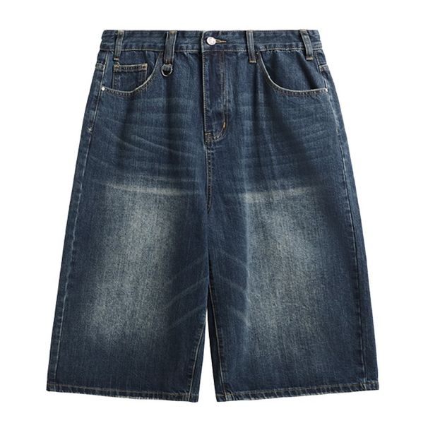 Men's Clothing Hong Kong Style Retro Distressed Men's Loose Wide Leg Denim Shorts Trendy Summer Lazy Style Nostalgic Color Vintage Seven Point_viptrois.com