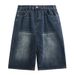 Men's Clothing Hong Kong Style Retro Distressed Men's Loose Wide Leg Denim Shorts Trendy Summer Lazy Style Nostalgic Color Vintage Seven Point_viptrois.com
