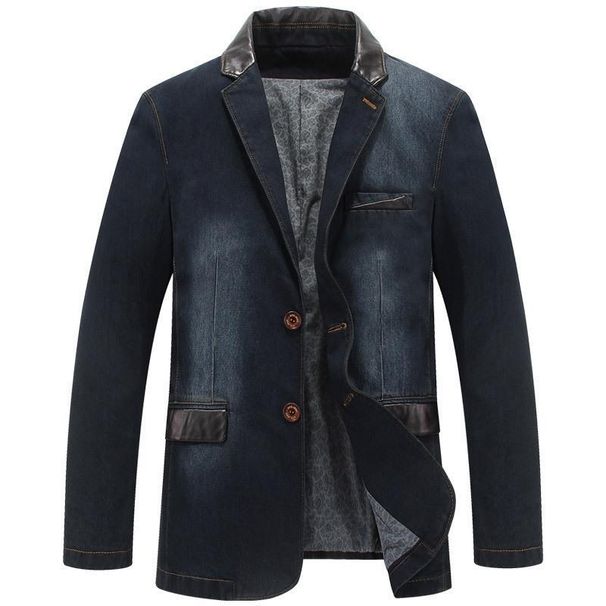Men's Clothing Denim Suit Jackets Fashion Men's Denim Blazer Jacket – Casual Business Chic Coat In Dark Blue & Classic Blue (M-XXXXL)_viptrois.com