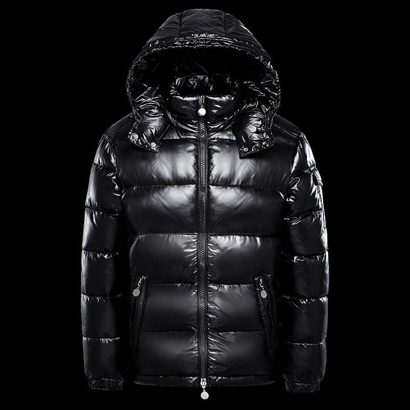 Unisex Black Shiny Puffer Jacket With Hood - Fleece Lined, Thickened, Oversized Fit For Men & Women_viptrois.com