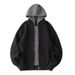 Men's Double-Zip Hoodie – Heavyweight Knit Sweater, Oversized Layered Look, Casual Pullover (Gray, Black, S-Xxxl)_viptrois.com
