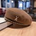 Fashion Metal Chain Beret For Women, Autumn And Winter Woolen Beret, British Style Painter Hat, Versatile Trendy_viptrois.com