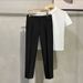 Men's Clothing Black Simple Pants Men's Summer Ice Silk Thin Straight Loose Wide Leg Boys Spring And Autumn Suit Casual Trousers_viptrois.com