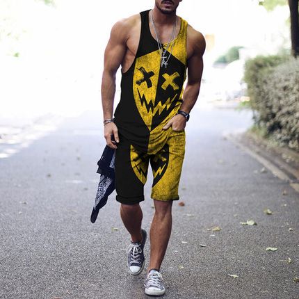 Men's Clothing Graphic Summer Fashion Street 3d Digital Printing Casual Vest Suit_viptrois.com