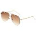 Fashion Metal Sunglasses – Double Beam Cut Edge Frameless Design, Gradient Frog Mirror Lenses, Retro Driving Glasses_viptrois.com