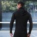 Men's Clothing Outdoor Sports High Elastic Quick Drying Cycling Training Tight High Collar Hooded Long Sleeved Sweatshirt_viptrois.com