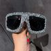 Large Frame Fashion Large Frame Sunglasses Luxury Rhinestone Trendy Mask Personality Party Sunglasses Decorative Glasses For Women_viptrois.com