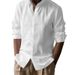 Men's Clothing Shirt Cotton And Linen Long Sleeved Stand Up Collar Breathable Henry Collar Casual New Chinese Style Tops Men_viptrois.com