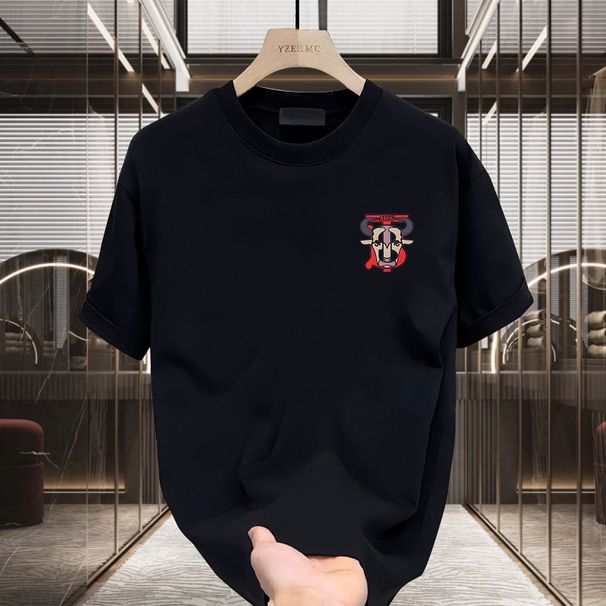 Men's Clothing Cotton Short Sleeved T Shirt Casual Trend Men And Women Summer Ins White Round Neck Top Trendy Versatile Men's Half Sleeve_viptrois.com