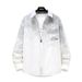 Men's Clothing Denim Jacket Men's Green Personality Large Letter Printing Teenagers Middle School Students Jacket_viptrois.com