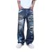 Men's Clothing Retro Personality Ripped Beggar Jeans Men Spring Street Fashion Brand Handsome Loose Straight Long Pants Men_viptrois.com