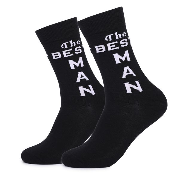 Casual odor-proof black cotton mid-tube alphabet men's socks gift socks_viptrois.com