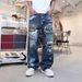 Men's Clothing Retro Personality Ripped Beggar Jeans Men Spring Street Fashion Brand Handsome Loose Straight Long Pants Men_viptrois.com