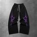 Gothic Y2k Print Jogger Pants For Men & Women - Loose Fit, Drawstring Waist, Flared Leg, Fleece-Lined, Punk Style Streetwear (Black/White/Gray)_viptrois.com