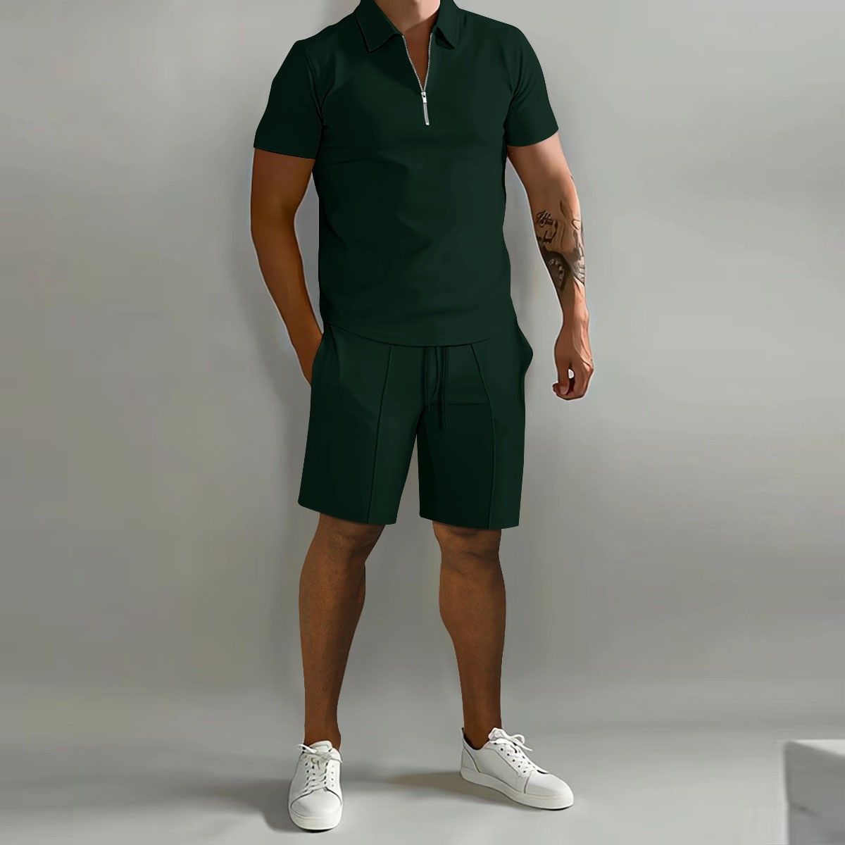 Men's Clothing Suit Summer New Men's Polo Casual Loose Short Sleeved Shorts Sports Suit_viptrois.com