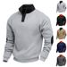 25 American Style Cross-Border New Color Block Spring Autumn Loose Casual Fleece Heavyweight Stand Collar_viptrois.com