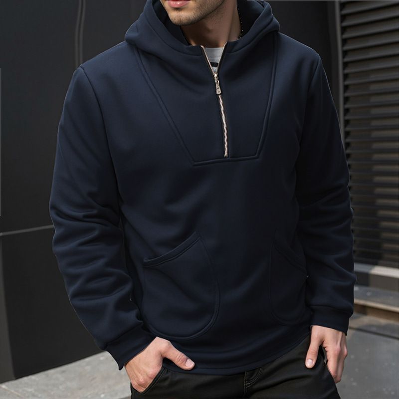 Men's Clothing Zip-Up Hoodie With Side Pockets - Classic Pullover Sweatshirt For Autumn & Winter (Navy, Black, Dark Gray) - European Sizes S To XXL_viptrois.com