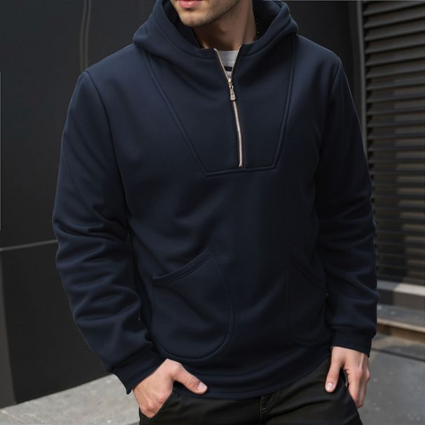 Men's Clothing Zip-Up Hoodie With Side Pockets - Classic Pullover Sweatshirt For Autumn & Winter (Navy, Black, Dark Gray) - European Sizes S To XXL_viptrois.com