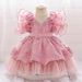 Children's New Infant And Toddler Princess Dress Full Moon And One Year Old Banquet Dress Embroidered Mesh Fungus Pleated Children's Dress_viptrois.com