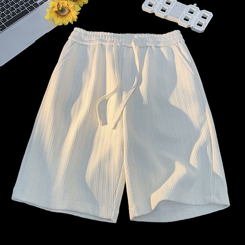 Men's Clothing 2025 Summer New Men's Wheat Ear Shorts Couple Style Trendy Fashion Casual Loose Five Point Pants Mid Length Pants Men's Pants_viptrois.com