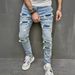 Men's Clothing 2024 New High-Quality Men's Worn-Out Stretch Jeans Skinny Jeans Men's Jeans_viptrois.com